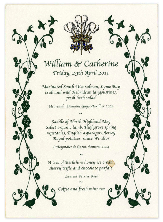 William Kate menu 