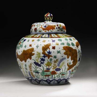 Wucai fish jar Jiajing period sotheby's 