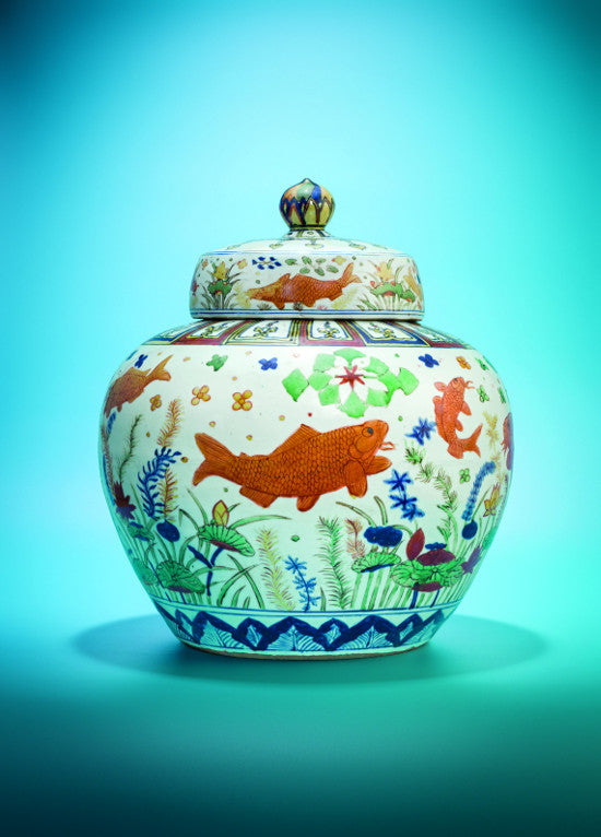 Wucai fish vase 