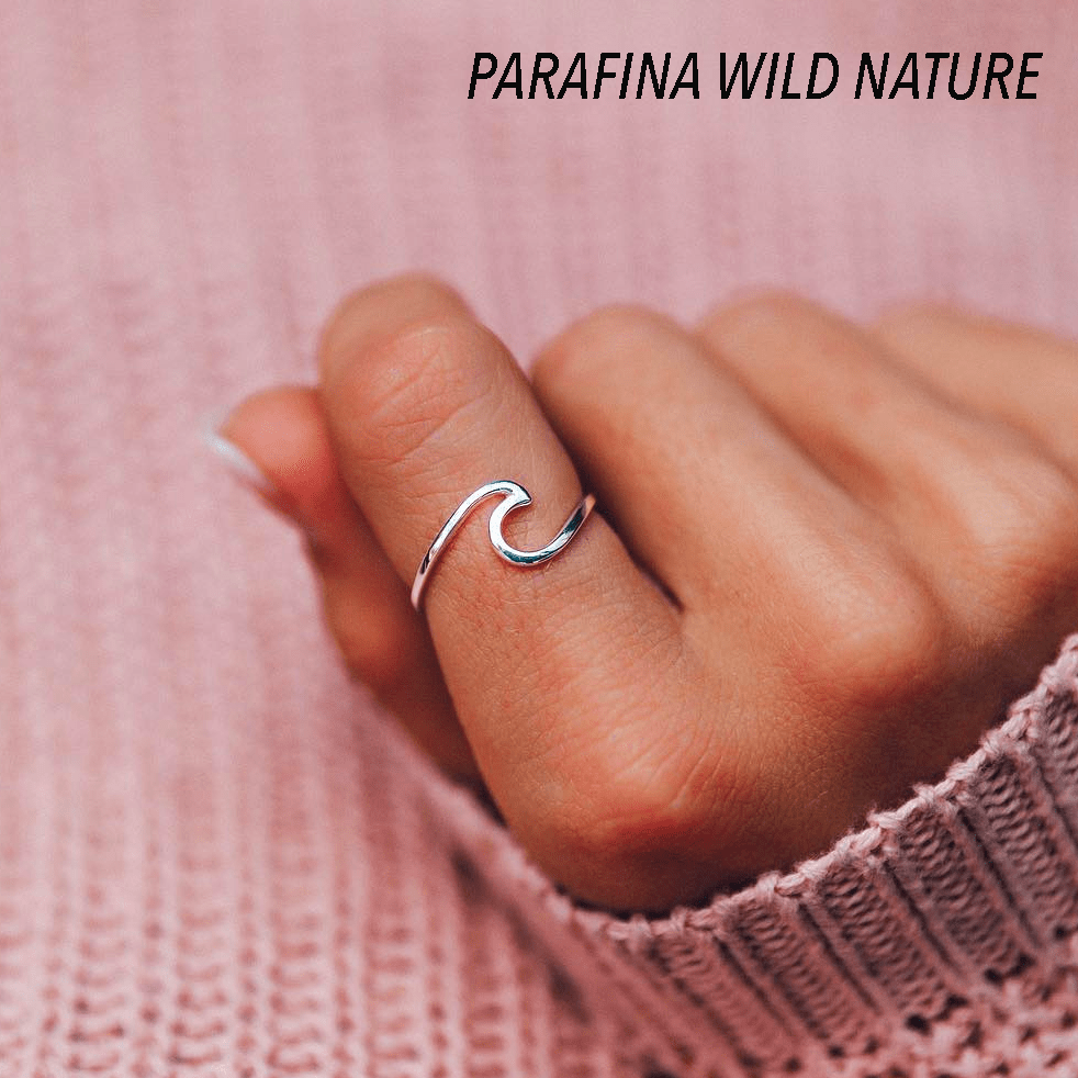 Conjunto Plata Parafina Wild Nature Collar + Anillo WAVE