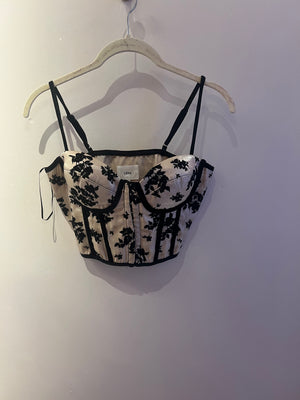 Black Floral Detail Corset Top - Kendry Collection Boutique