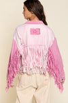 Showstopper Pink Fringe Denim Jacket