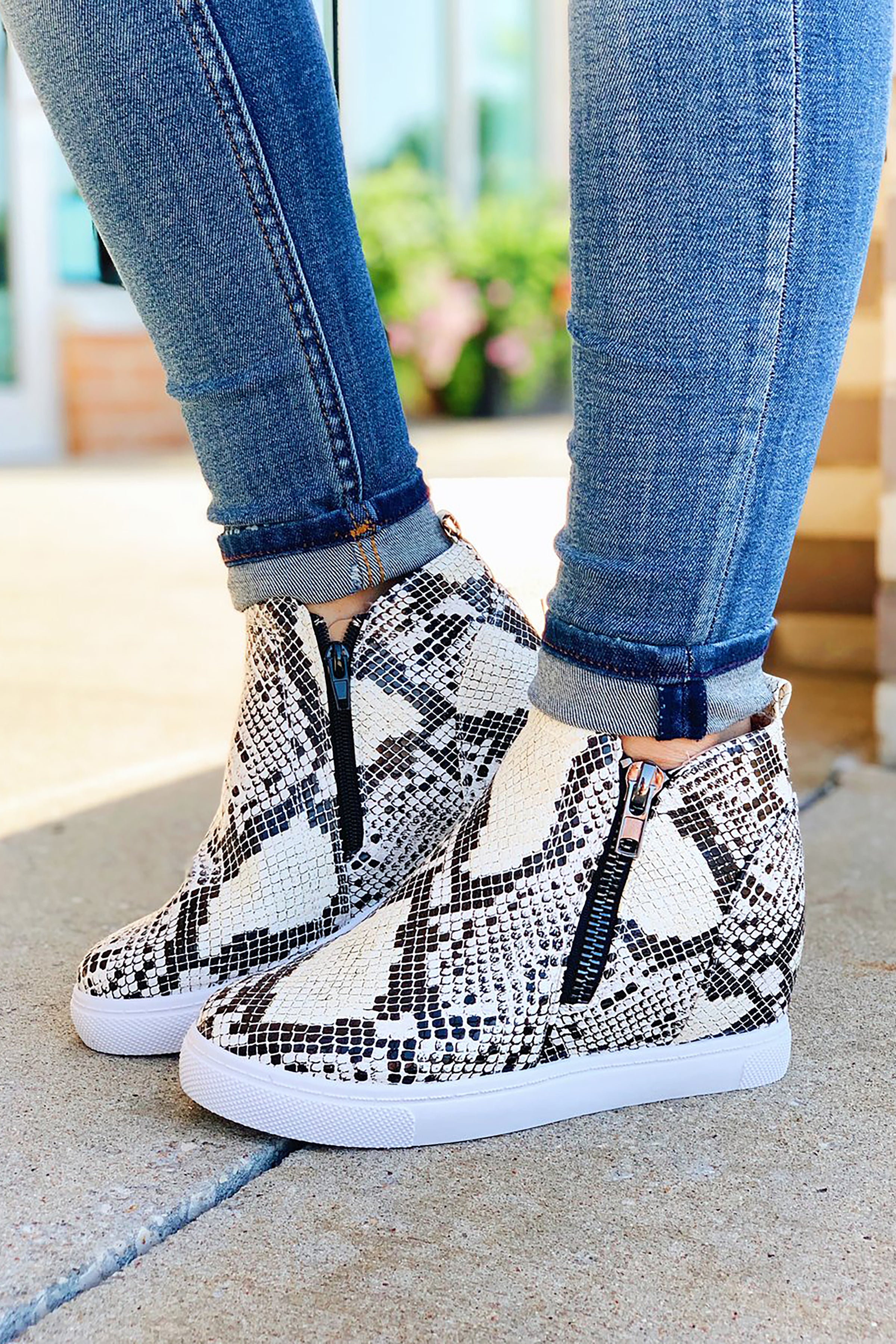 zip up wedge sneakers