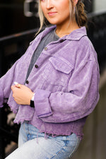 Purple Corduroy Distressed Hem Jacket - Shop Kendry Collection Boutique
