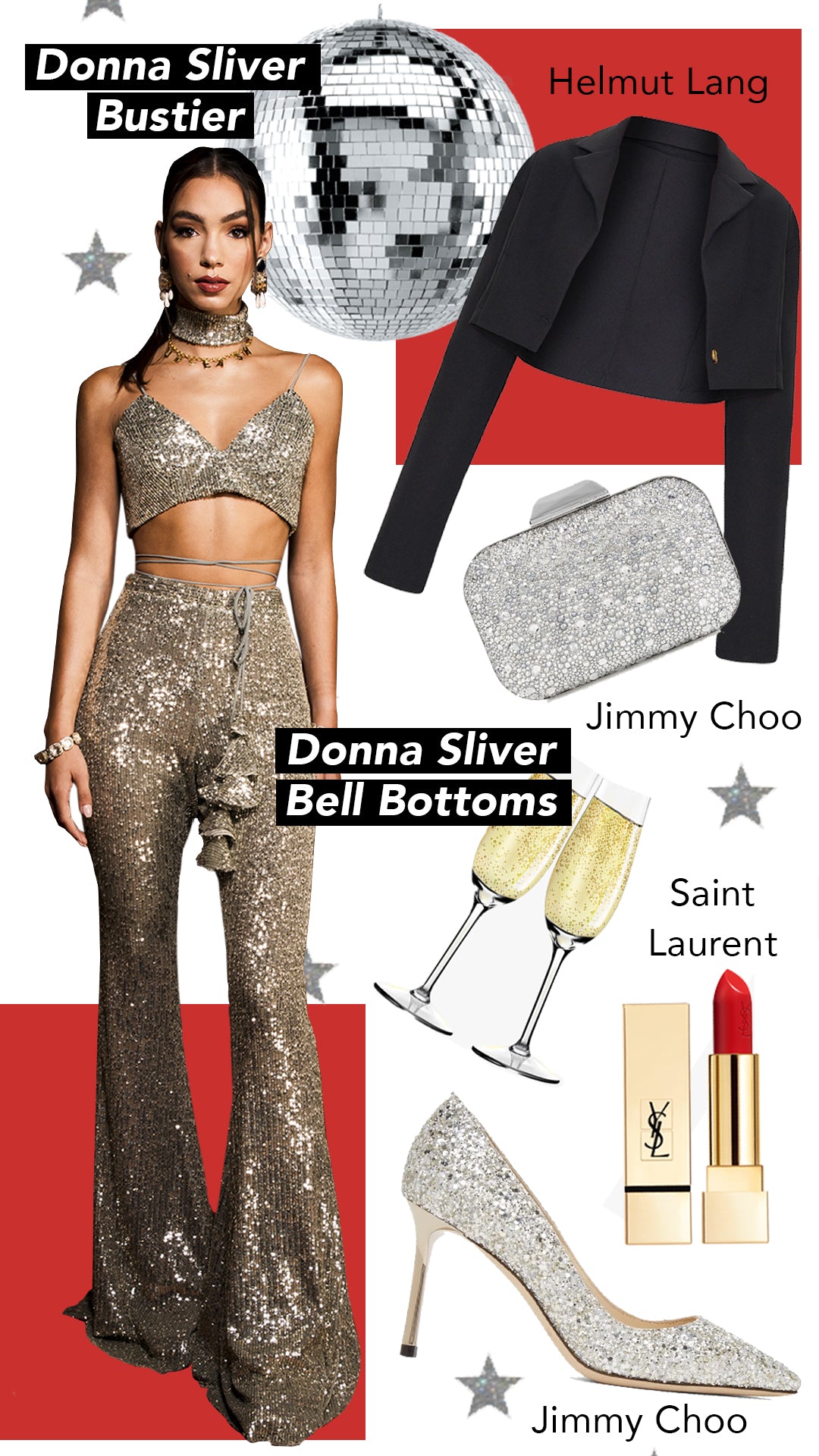 Donna buster and bell bottoms gold