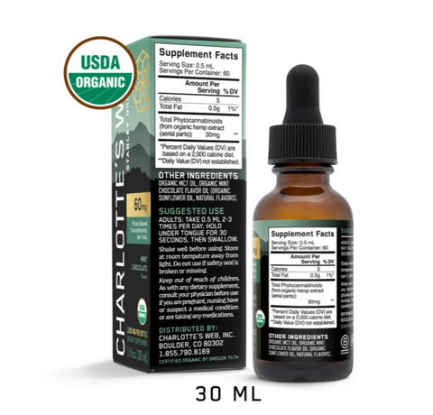 Charlotte's Web CBD Oil Bottle and Box