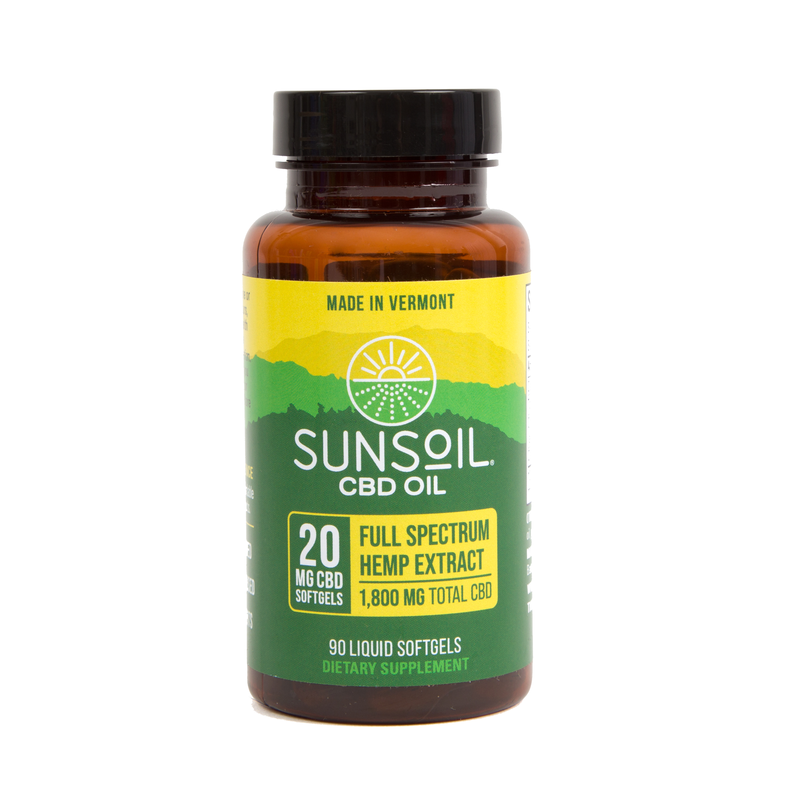 Softgels, 90 Count, 20mg Organic CBD Gels - Sunsoil product image