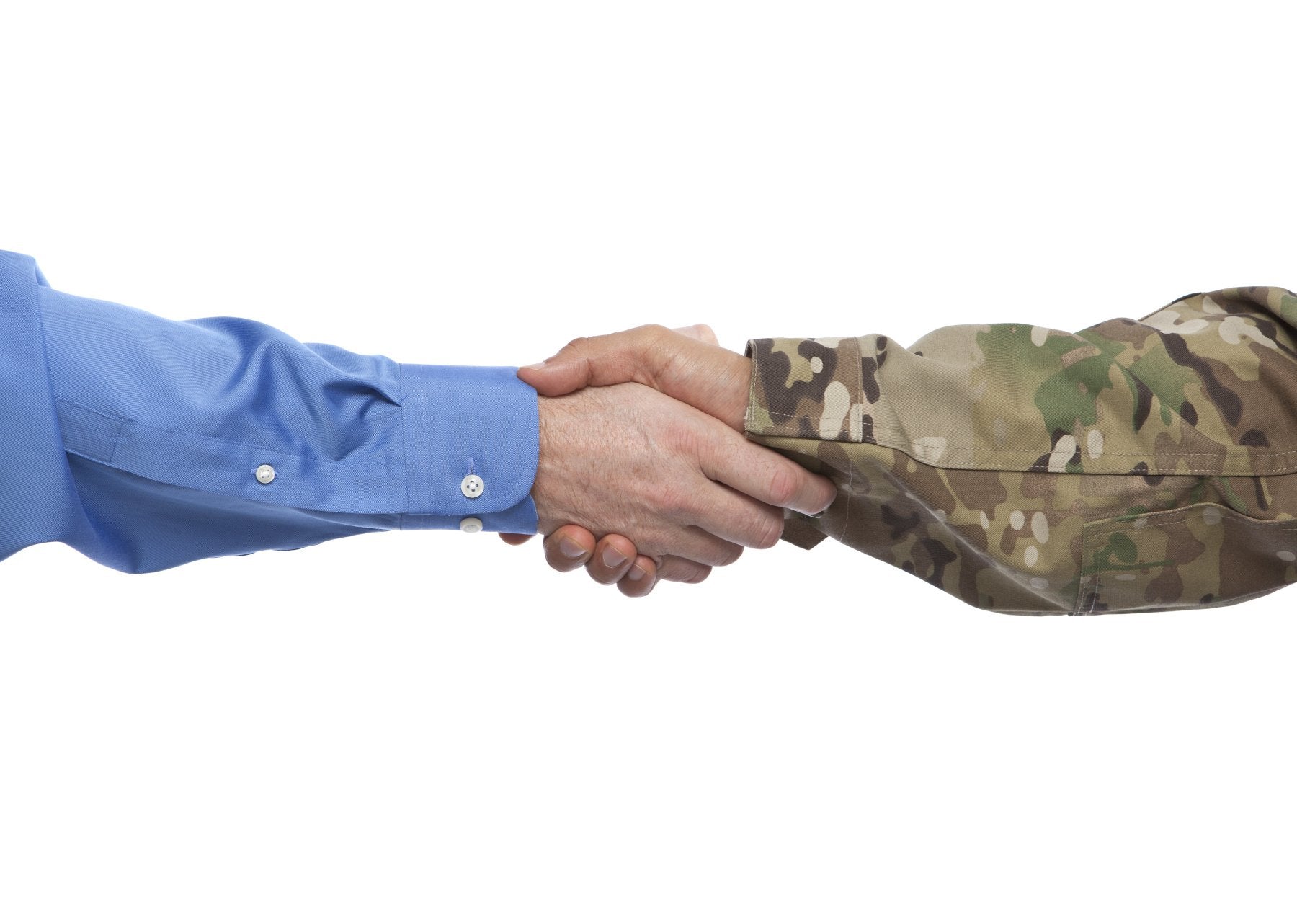 US veteran shaking hands with a US civilian
