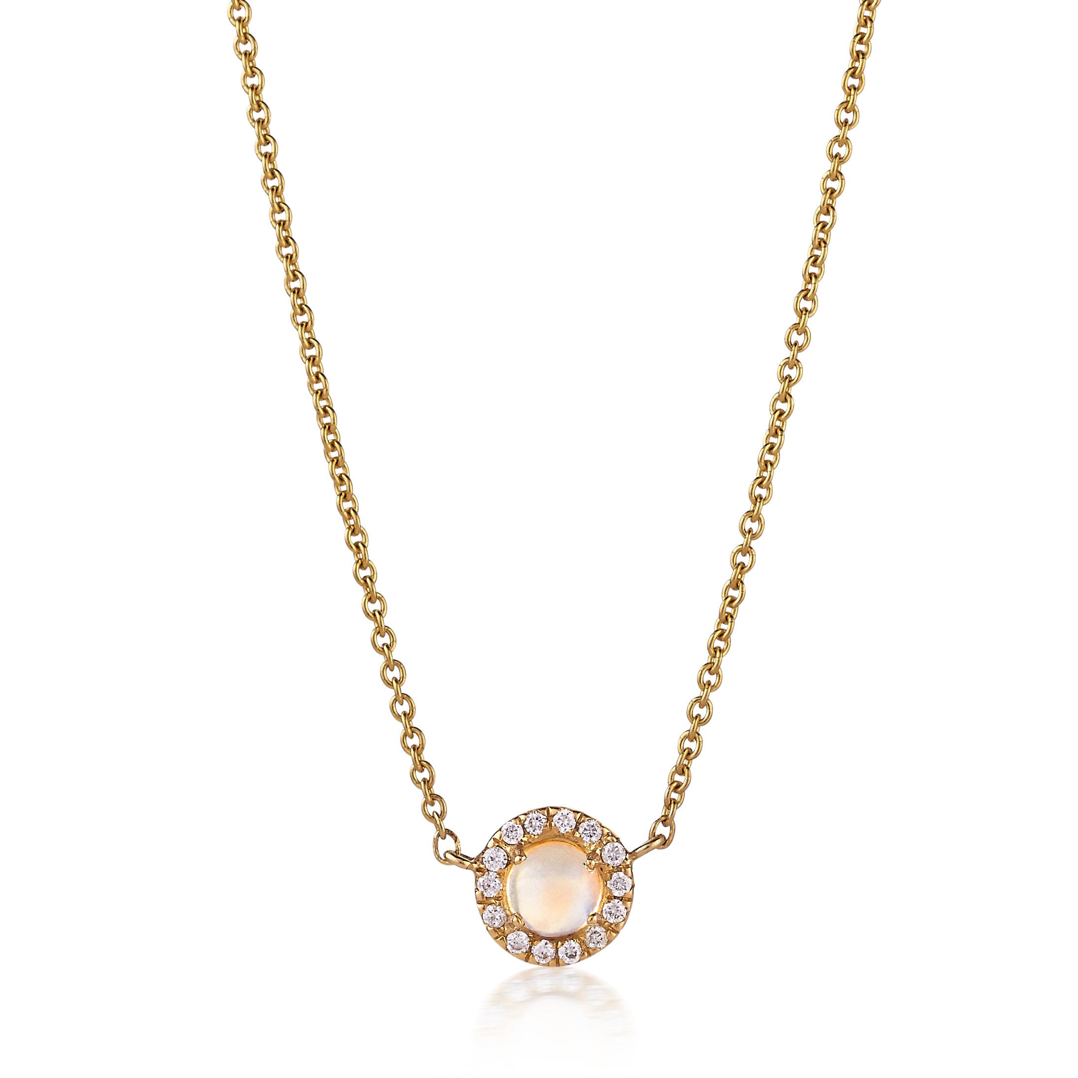 Moonstone & Diamond Halo Orb Necklace