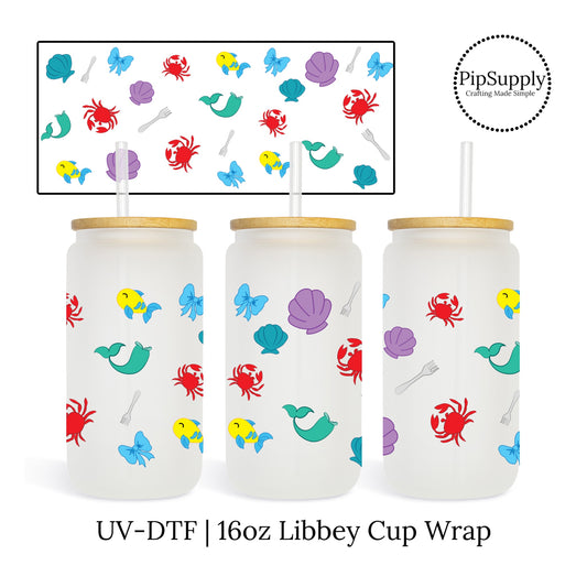 UV DTF - Watercolor Mermaid Libbey cup Wrap