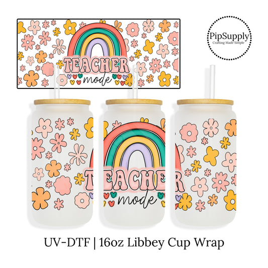 1pc To Teacher Design UV DTF Cup Wraps For 16 Oz Glass Cup