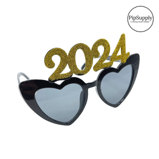 Silver Glitter New Year Sunglasses - Silver 2024 New Year Adult Sunglasses  - Celebration Sunglasses – Pip Supply