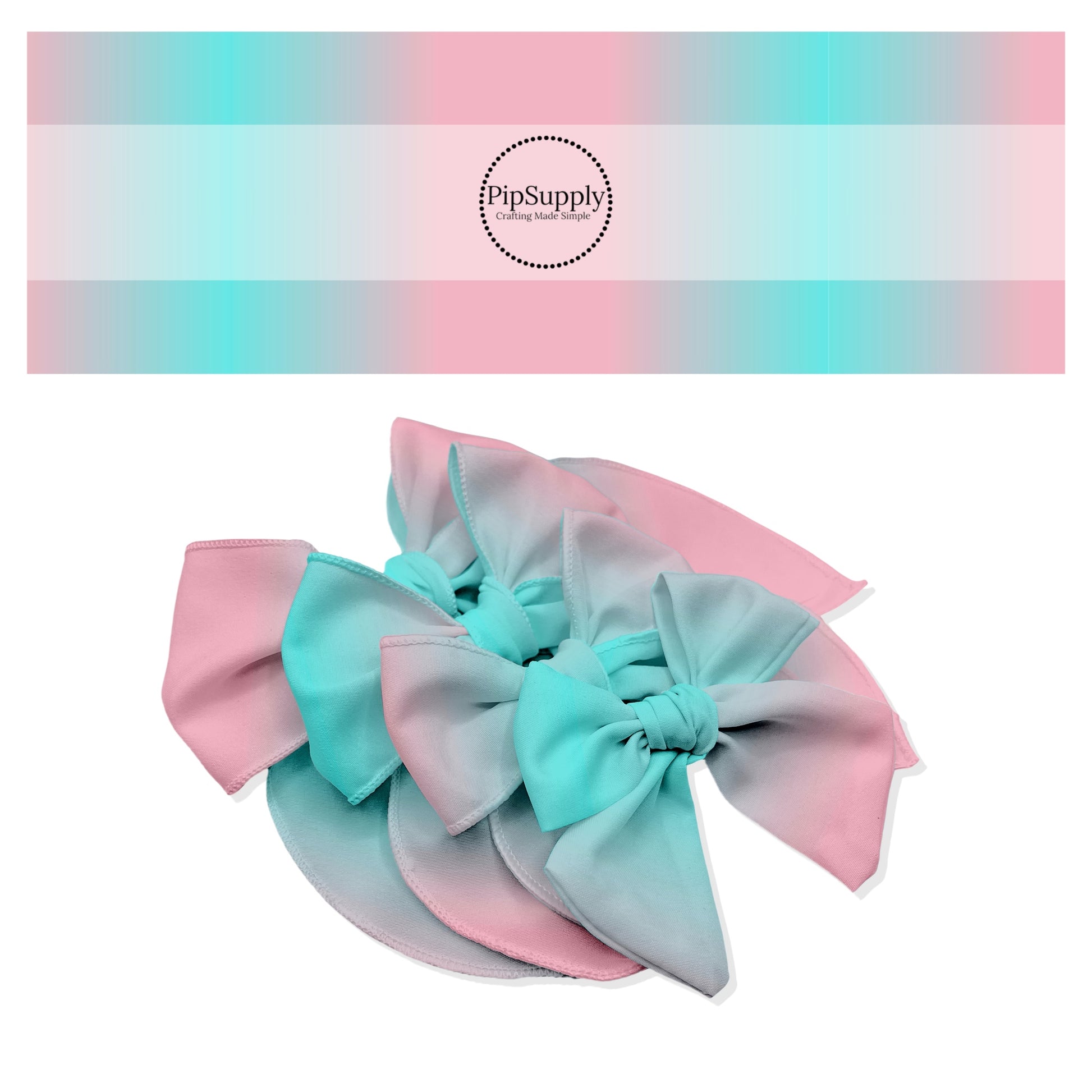 Pastel Bow Strips - Aqua and Light Pink Ombre Bow Strips - Spring Pastel  Color Blend Bow Strips Cyan Blue and Peach Pink Ombre – Pip Supply