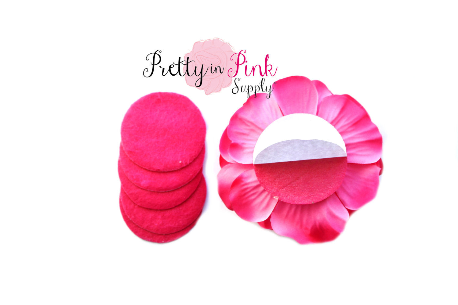 Large 2" Hot Pink Felt Circles- Self Adhesive - Pretty in Pink Supply