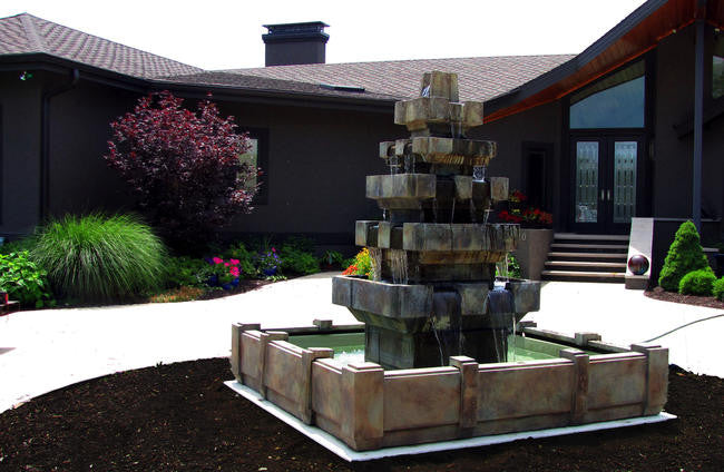 Cascadia Outdoor Fountain in Dimensions Pool