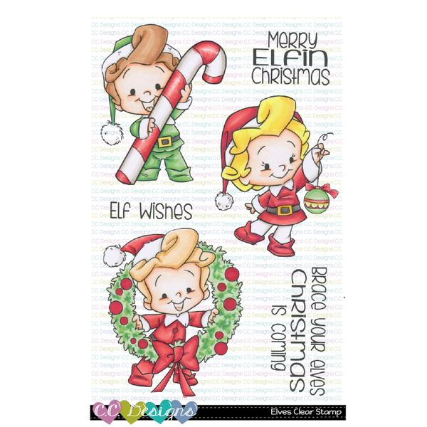 Elves Clear Stamp Set - C.C. Designs Rubber Stamps