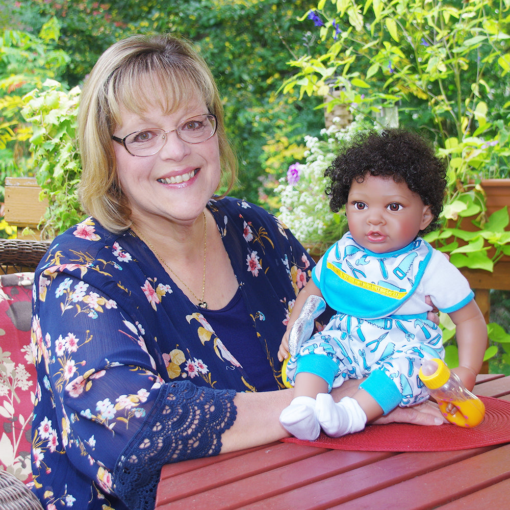 Karen Scott with African American doll Wonderfully Made