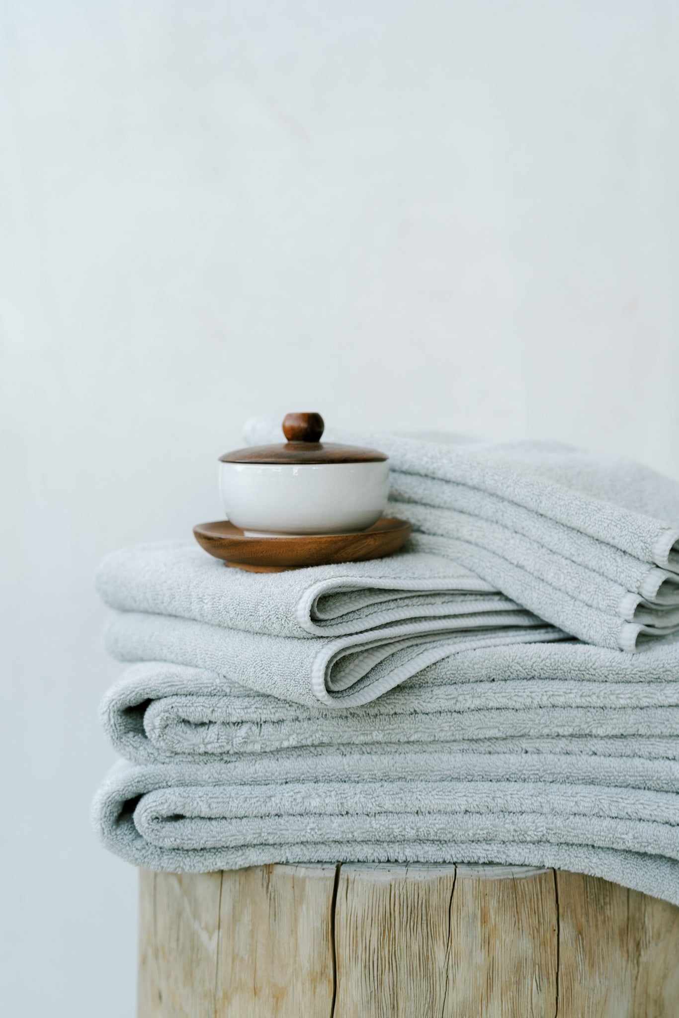 Stack of clean, fluffy towels after a fresh wash