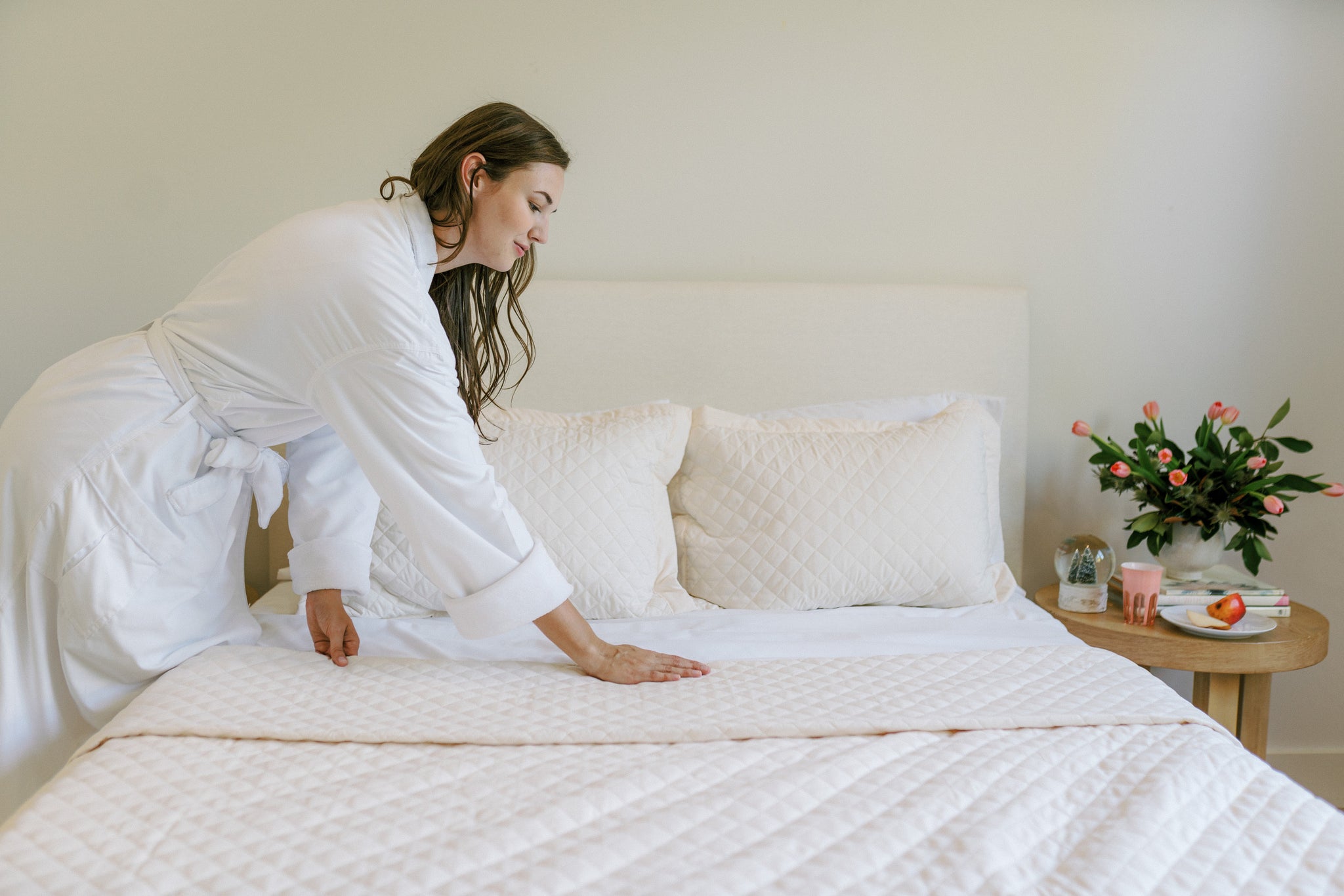 Use a light quilt or blanket in a breathable material