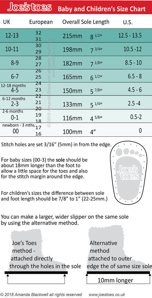 Size Chart – Joe's Toes US