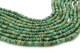 7mm Turquoise Round-Flat Bead, 16'' Strand, A201RB1136