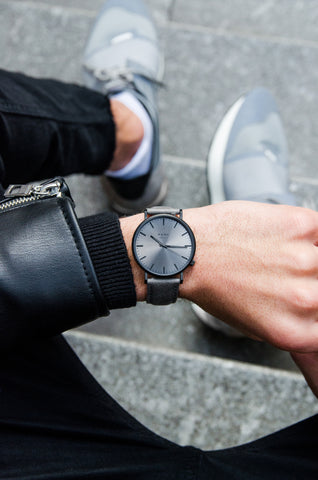 casual minimalistic black men's watch