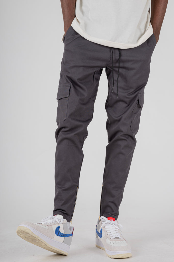 CARGO PANTS WITH ZIP IN DARK GRAY – Haute Stuff Original