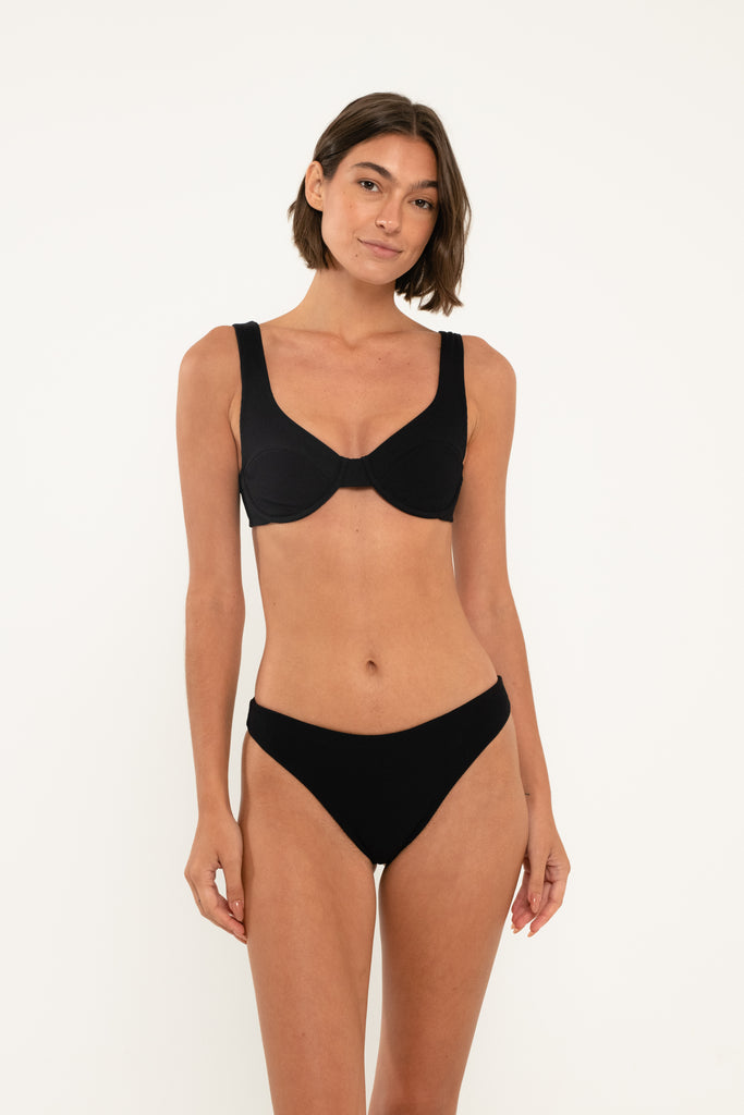 Ebby Top // Black (ribbed) – Citrine Swim