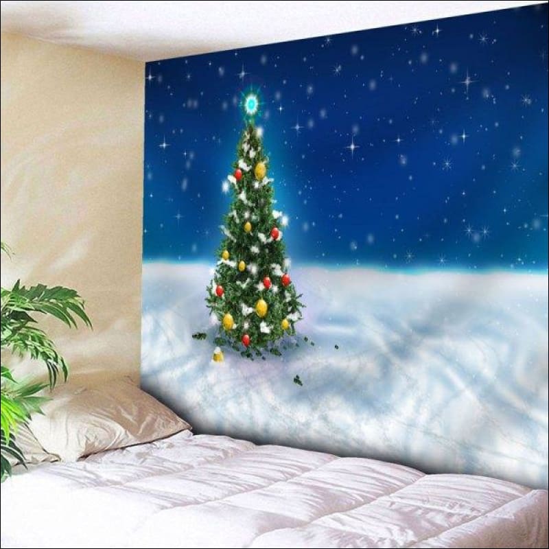 Christmas Tree Wall Art Bedroom Tapestry Blue W79 Inch L59 Inch