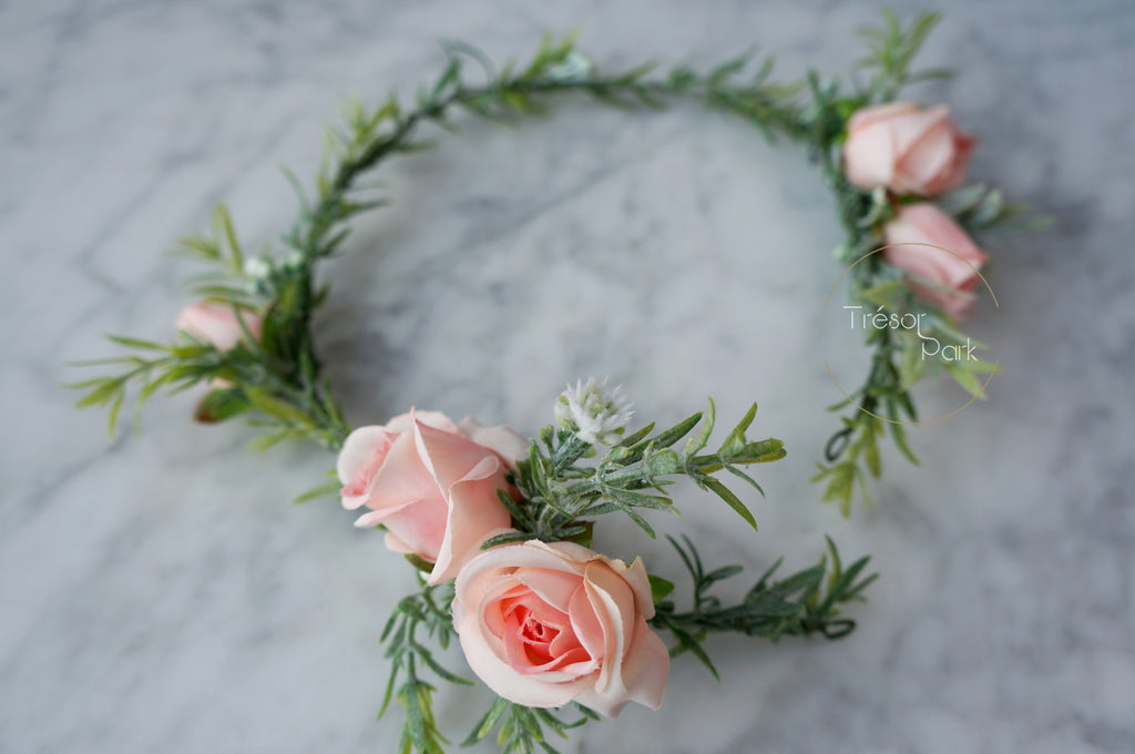 pink floral crown