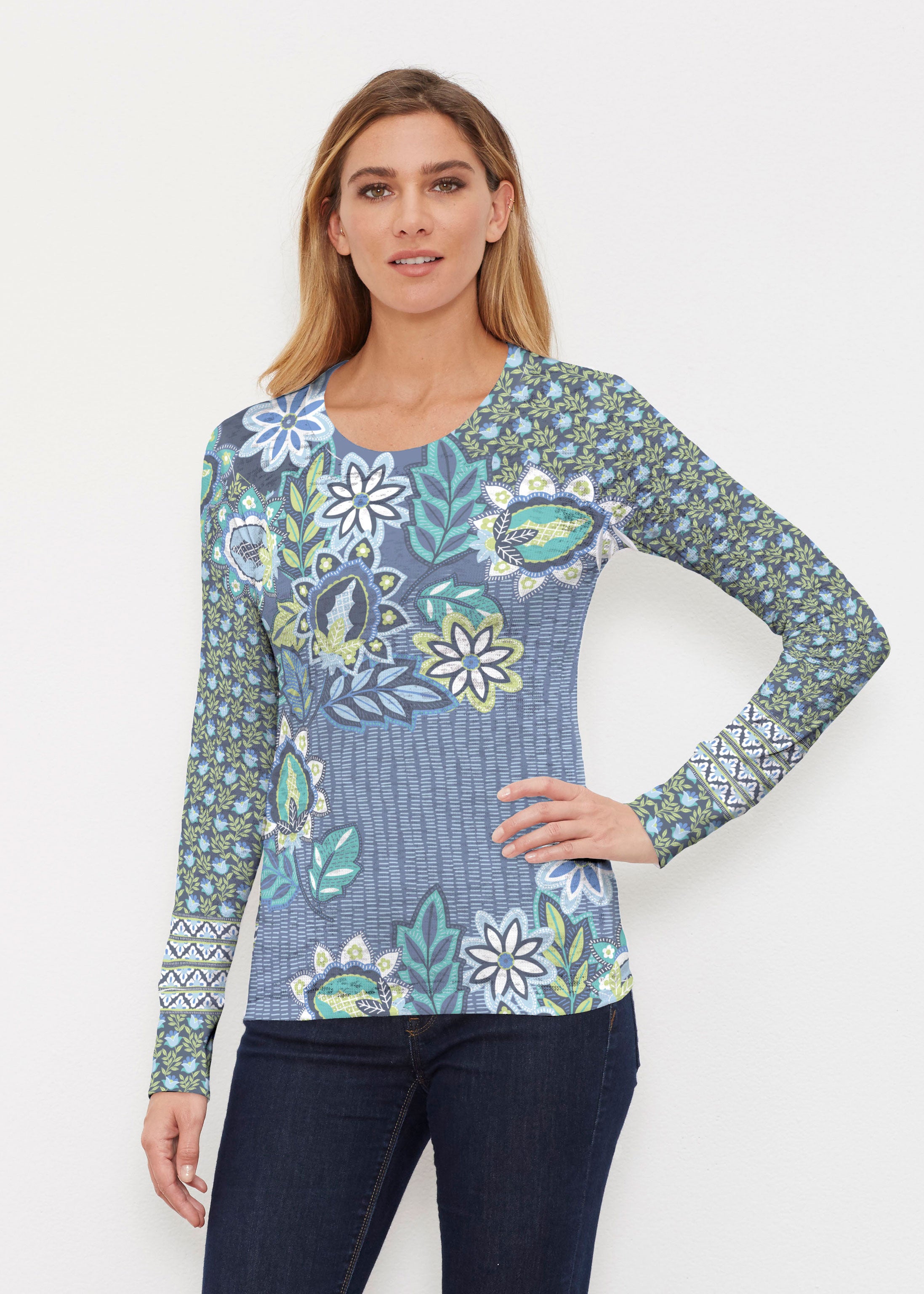 Phoebe (13581) ~ Thermal Long Sleeve Crew Shirt – Whimsy Rose