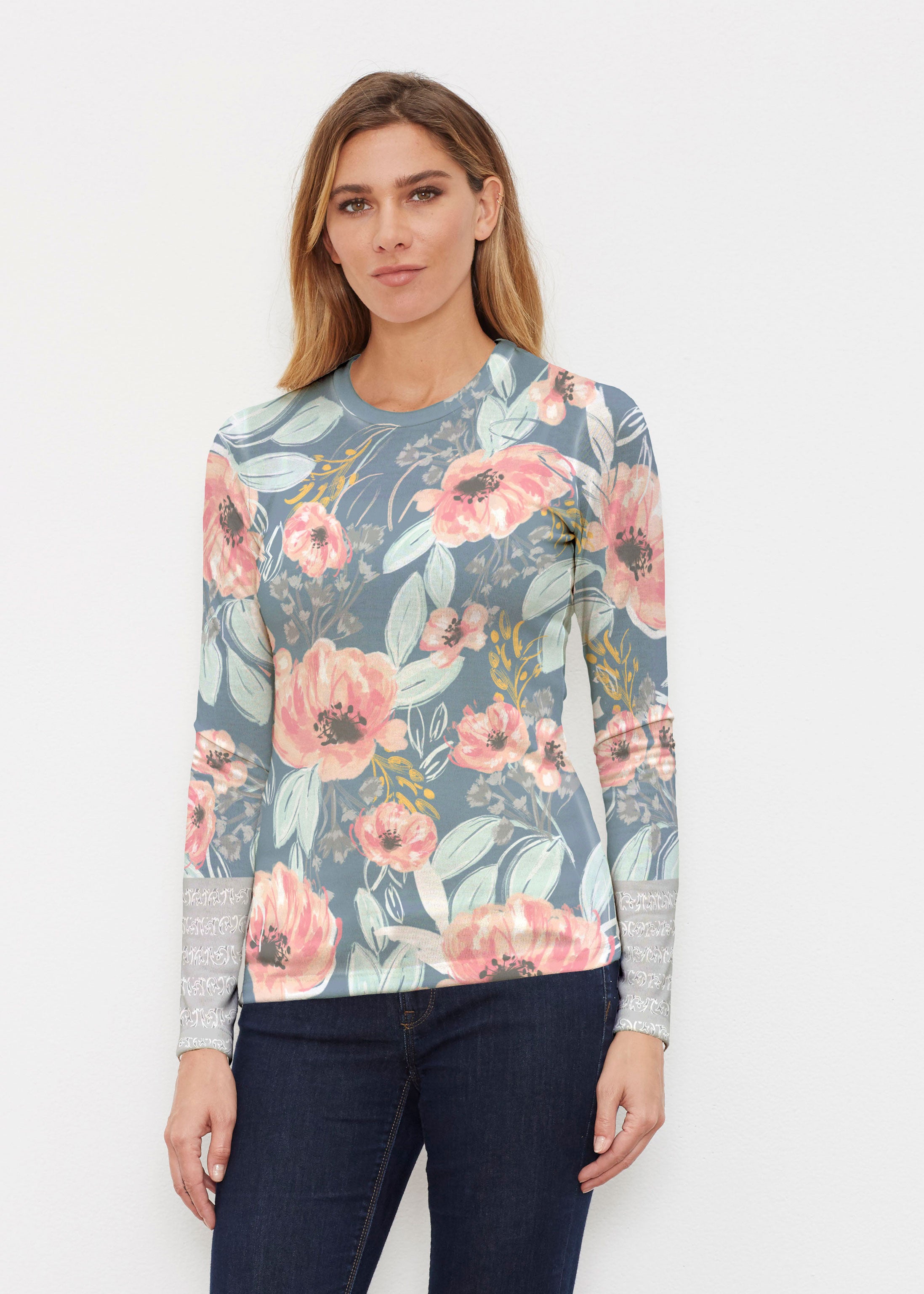Blossoming Blooms (16226) ~ Butterknit Long Sleeve Crew Top – Whimsy Rose