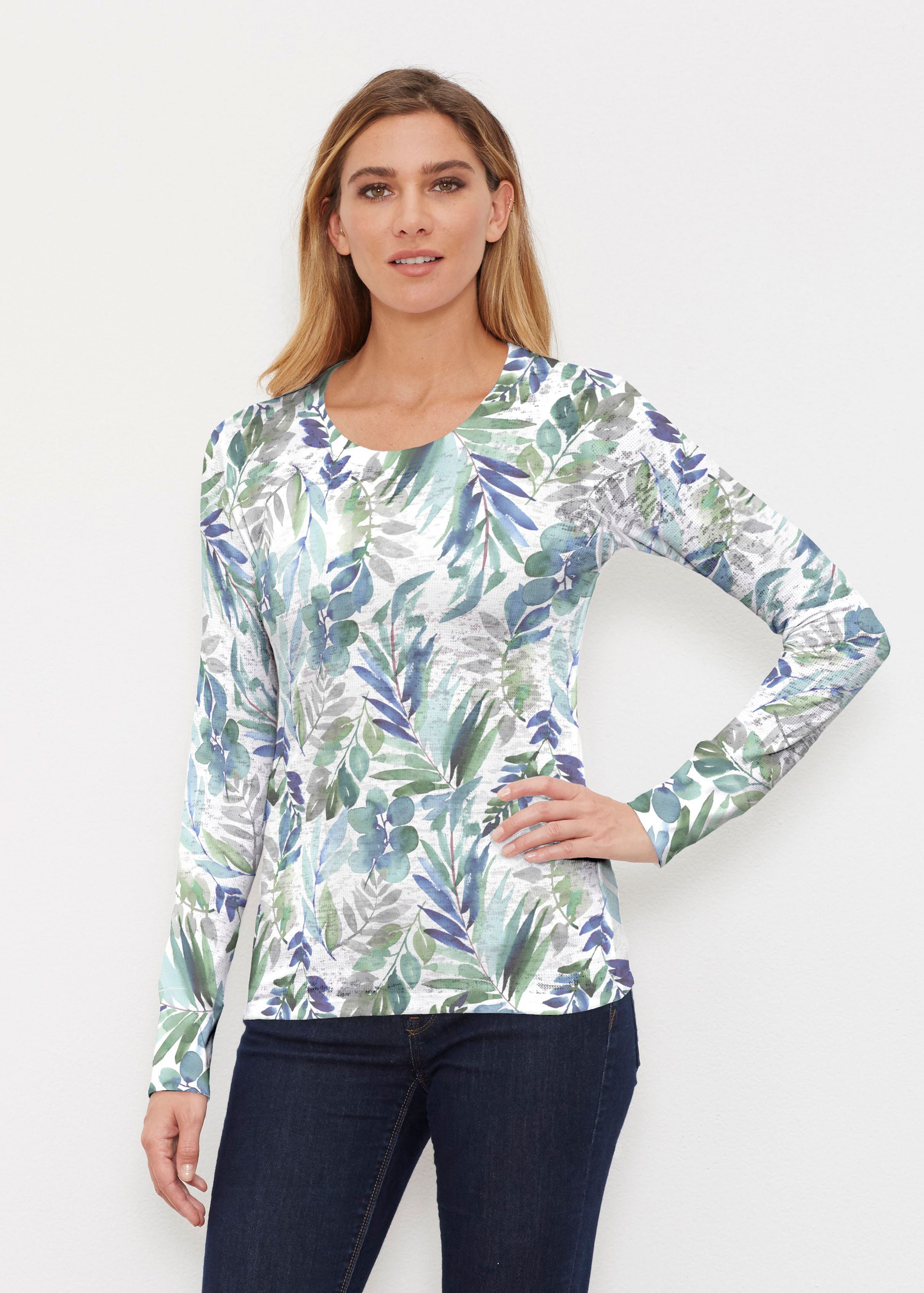 Leah Leaves (16258) ~ Thermal Long Sleeve Crew Shirt – Whimsy Rose