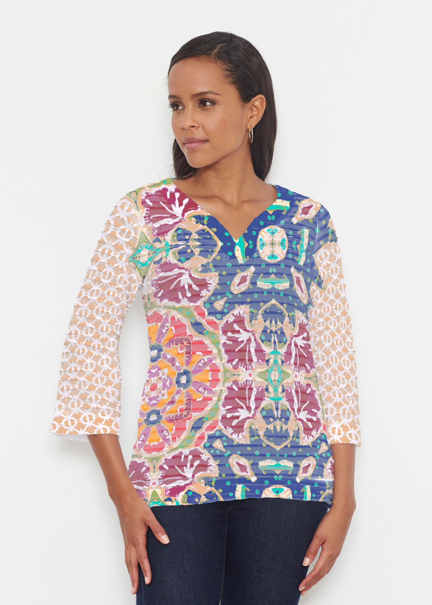 TTQ: Buttersoft 3/4 Sleeve Tunic – Whimsy Rose