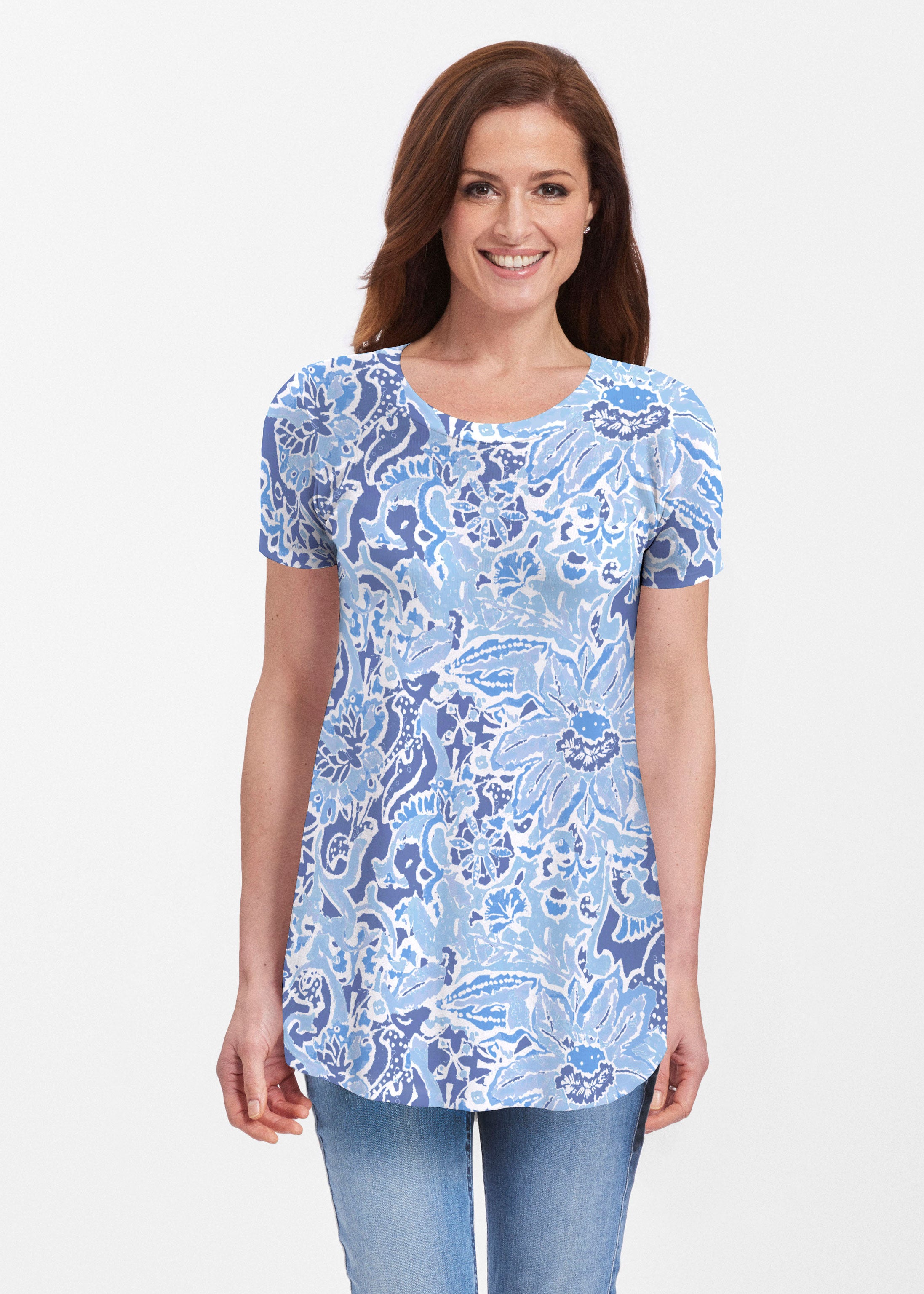 Fusion Blue (2895) ~ Short Sleeve Butterknit tunic – Whimsy Rose