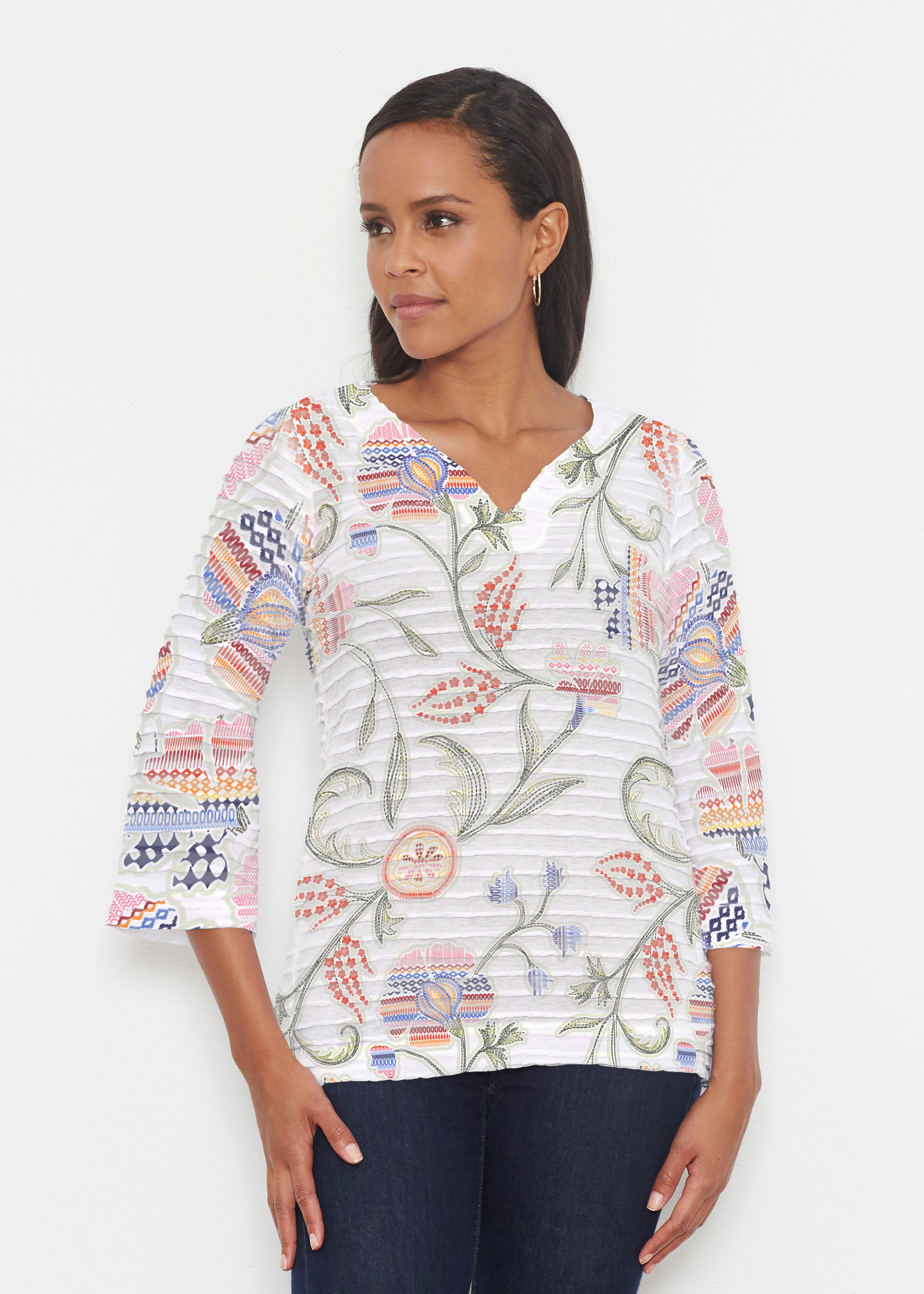 TTQ: Buttersoft 3/4 Sleeve Tunic – Whimsy Rose