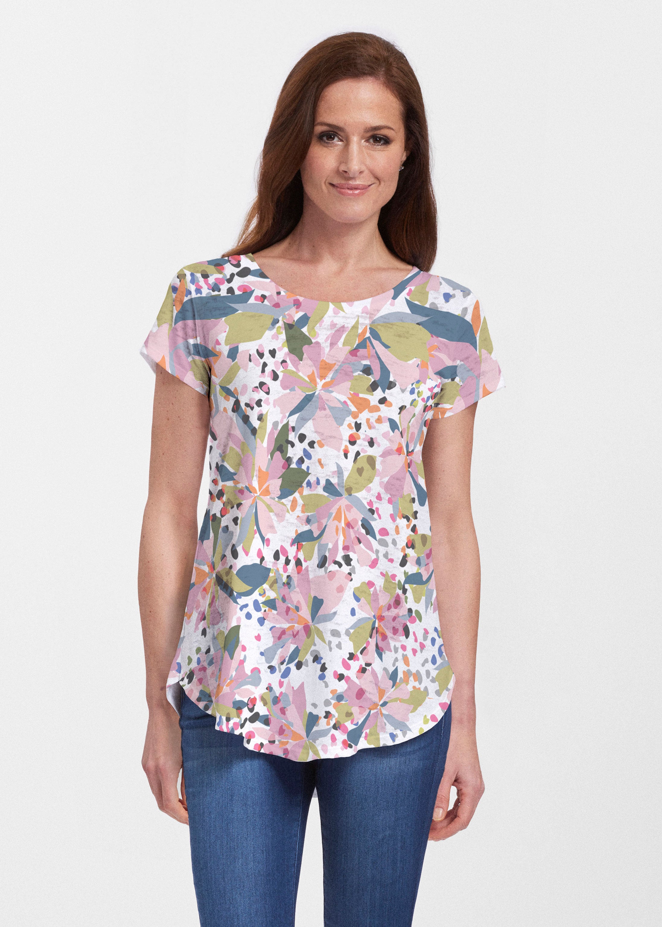 CFT: Signature Short Sleeve Scoop Neck Flowy Tunic – Whimsy Rose