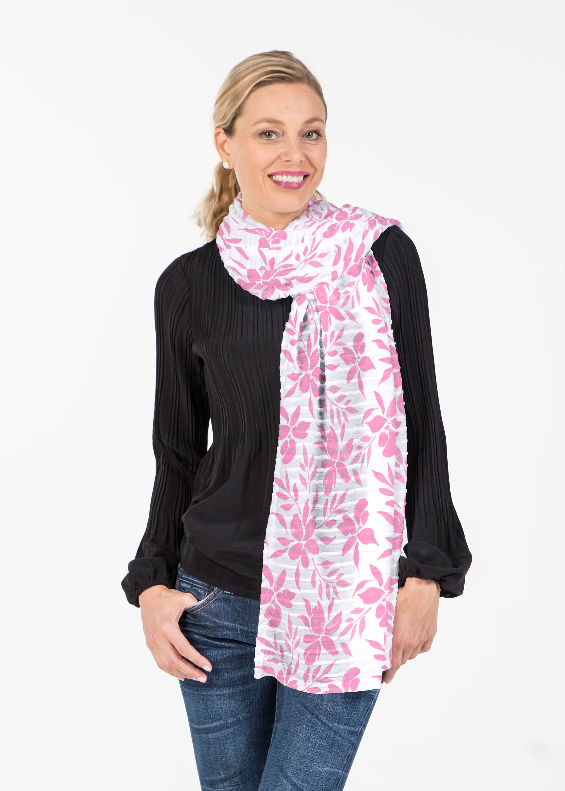 Botanical Pink (8025) ~ Banded Scarf – Whimsy Rose