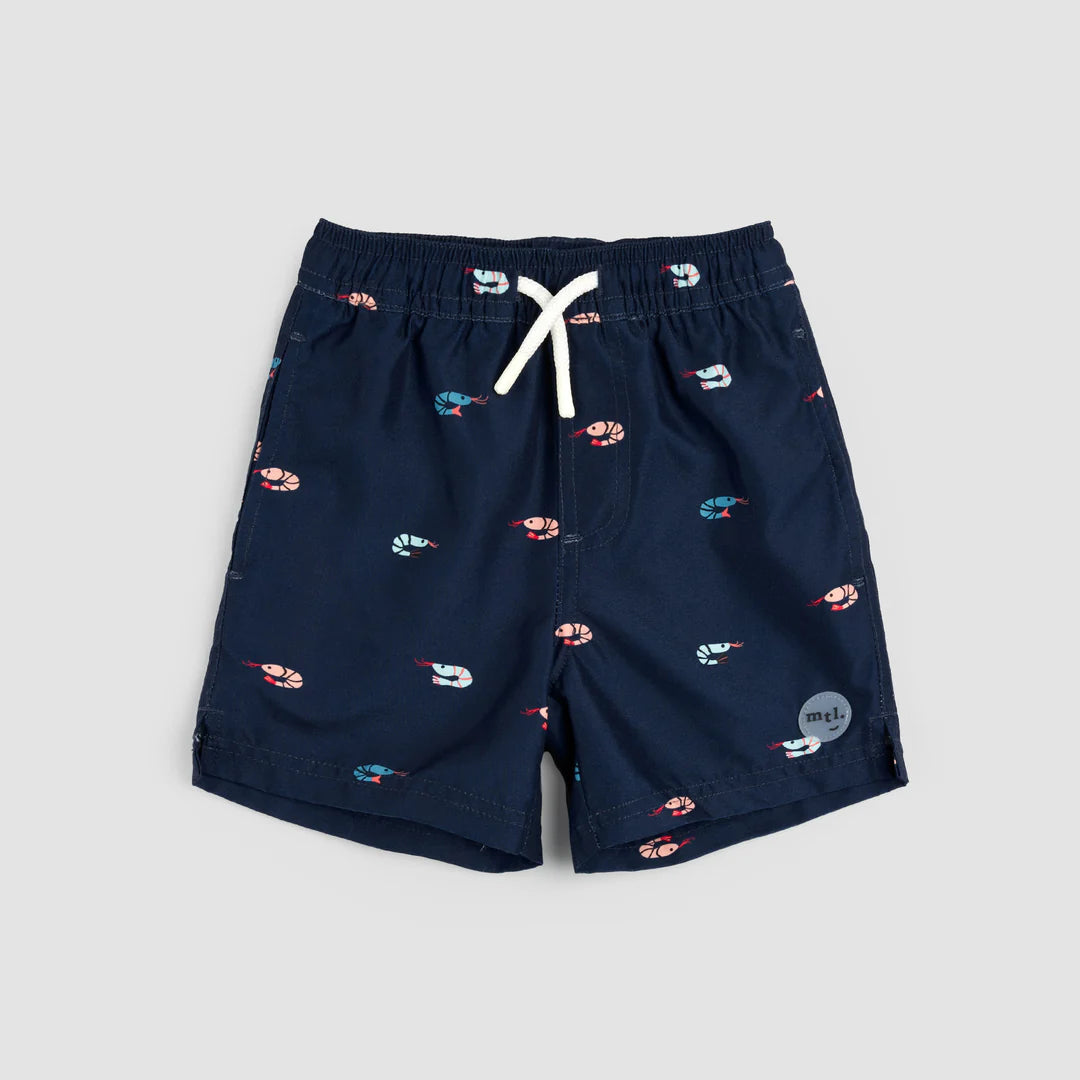 MIL Boys Navy Shrimp Print Swim Shorts