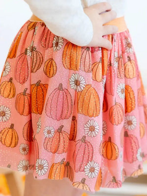 SWE Pumpkin Printed Daisy Glitter Tutu Skirt - Lula Boutique 