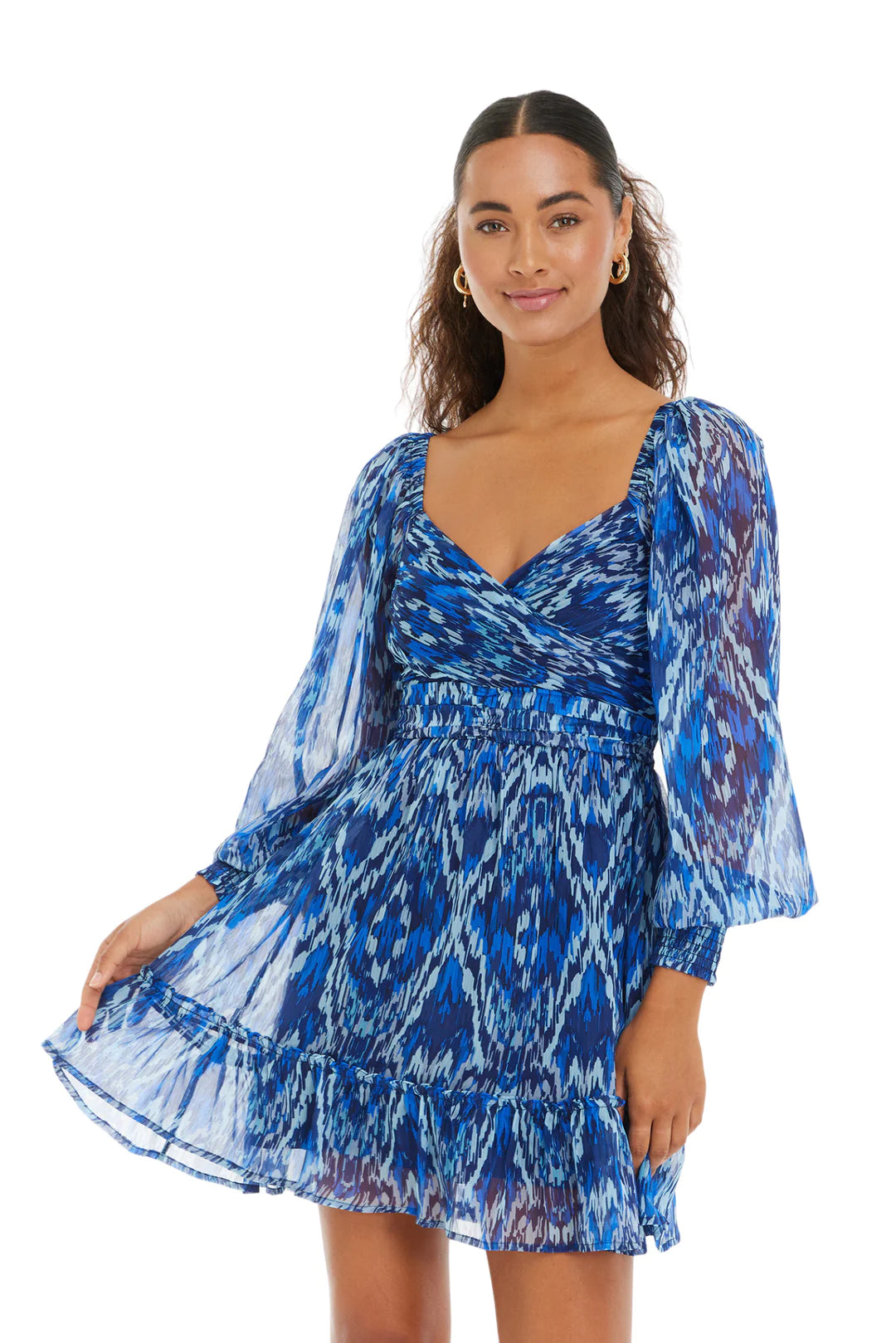 ALL Chantal Mini Dress in Blue Ikat