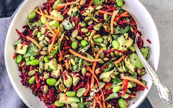 Bright Beet Salad with Quinoa and Toasted Pumpkin Seeds