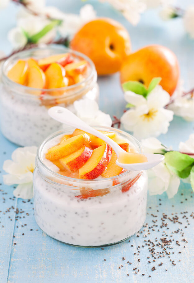 peach and chia parfait, chia seeds