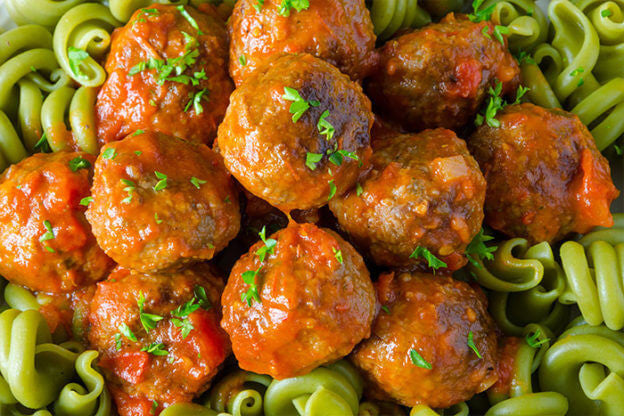 Our Favorite Beef Recipe: Lean Beef Spinach Meatball Pasta