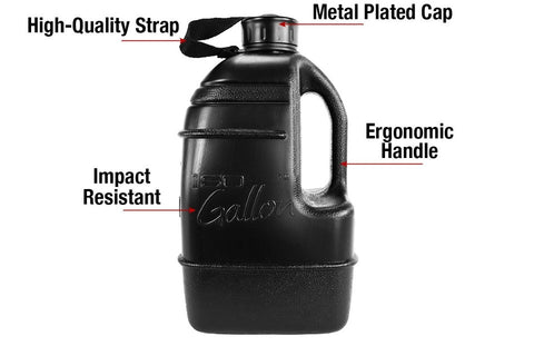 1 Gallon Black Round Water Bottle with Handle Bpa Free