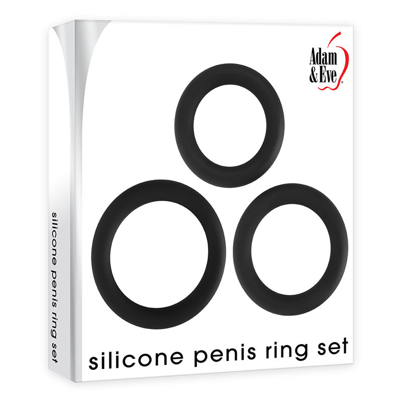 Adam And Eve Silicone Penis Ring Set Black Cock Rings Set Of 3 Sizes 