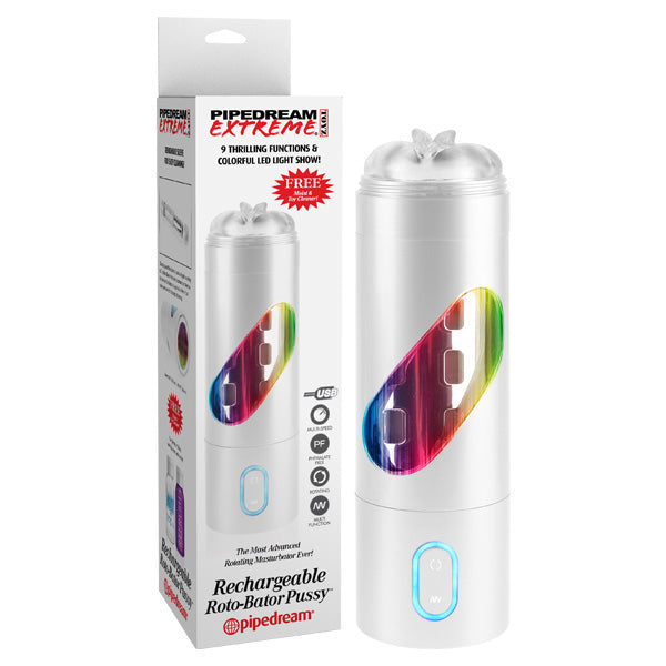 Pipedream Extreme Toyz Rechargeable Roto Bator Pussy White Usb Recha Early2bed