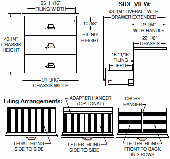 Lateral fire resistant file cabinet