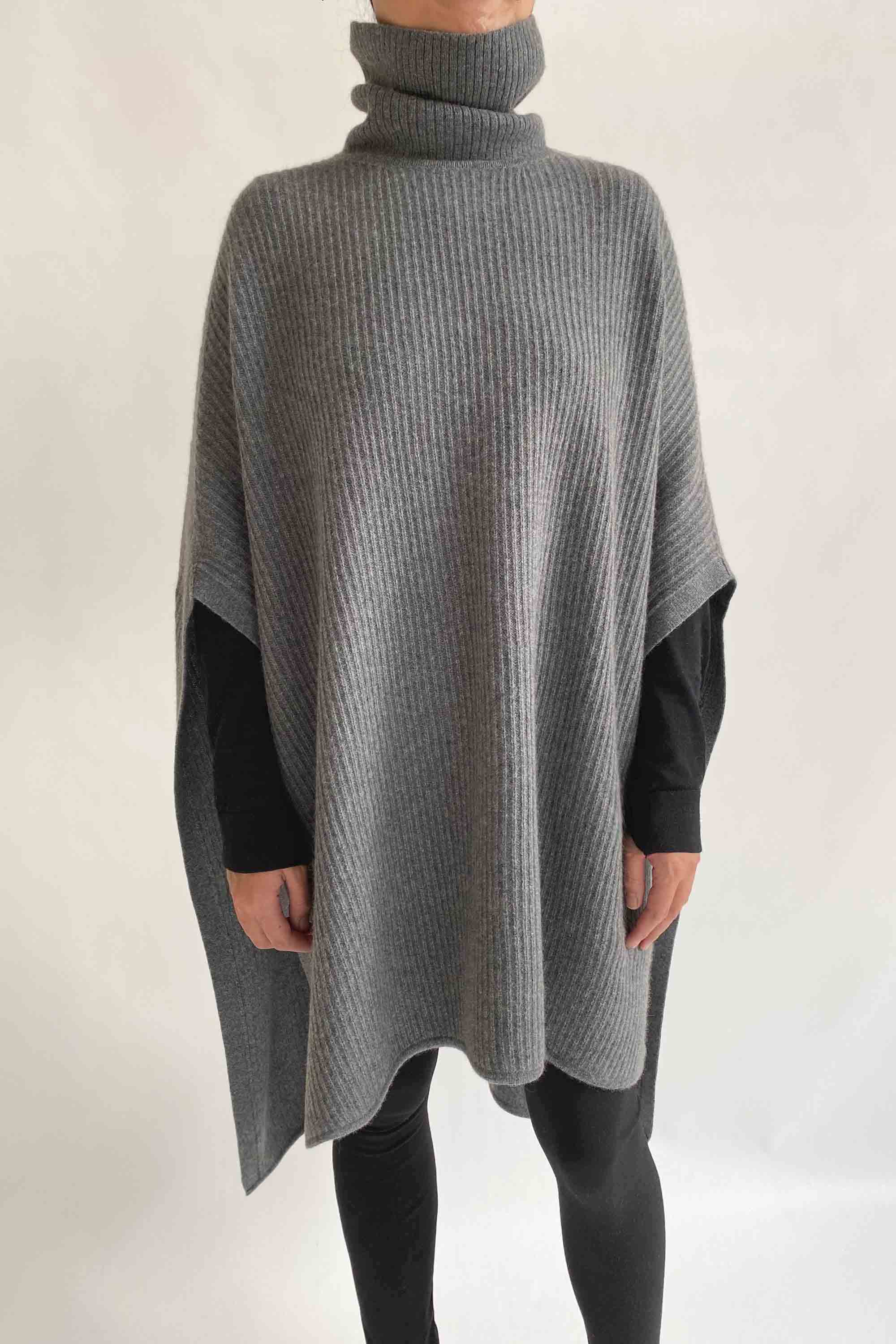 Cashmere long poncho