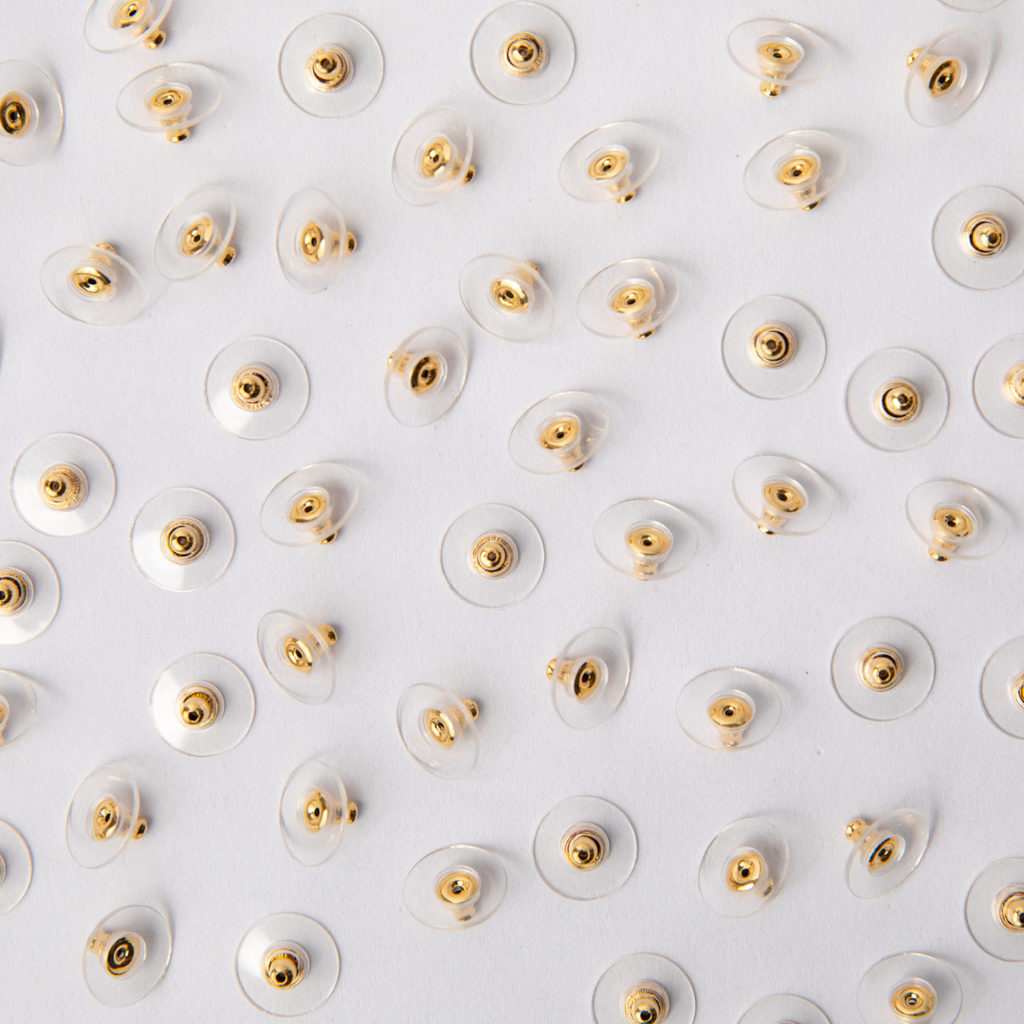 500 Pieces Bullet Earring Backs with Pad Hypoallergenic.-GOLD- MADE IN USA.  